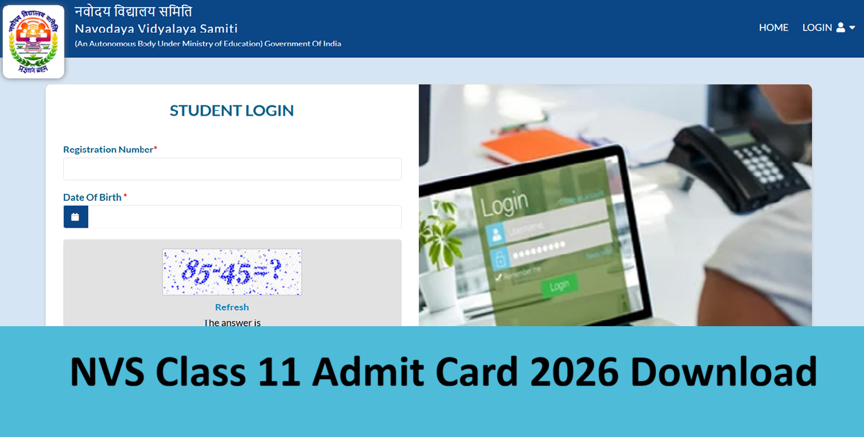 Nvs class 11 admit card 2026 download